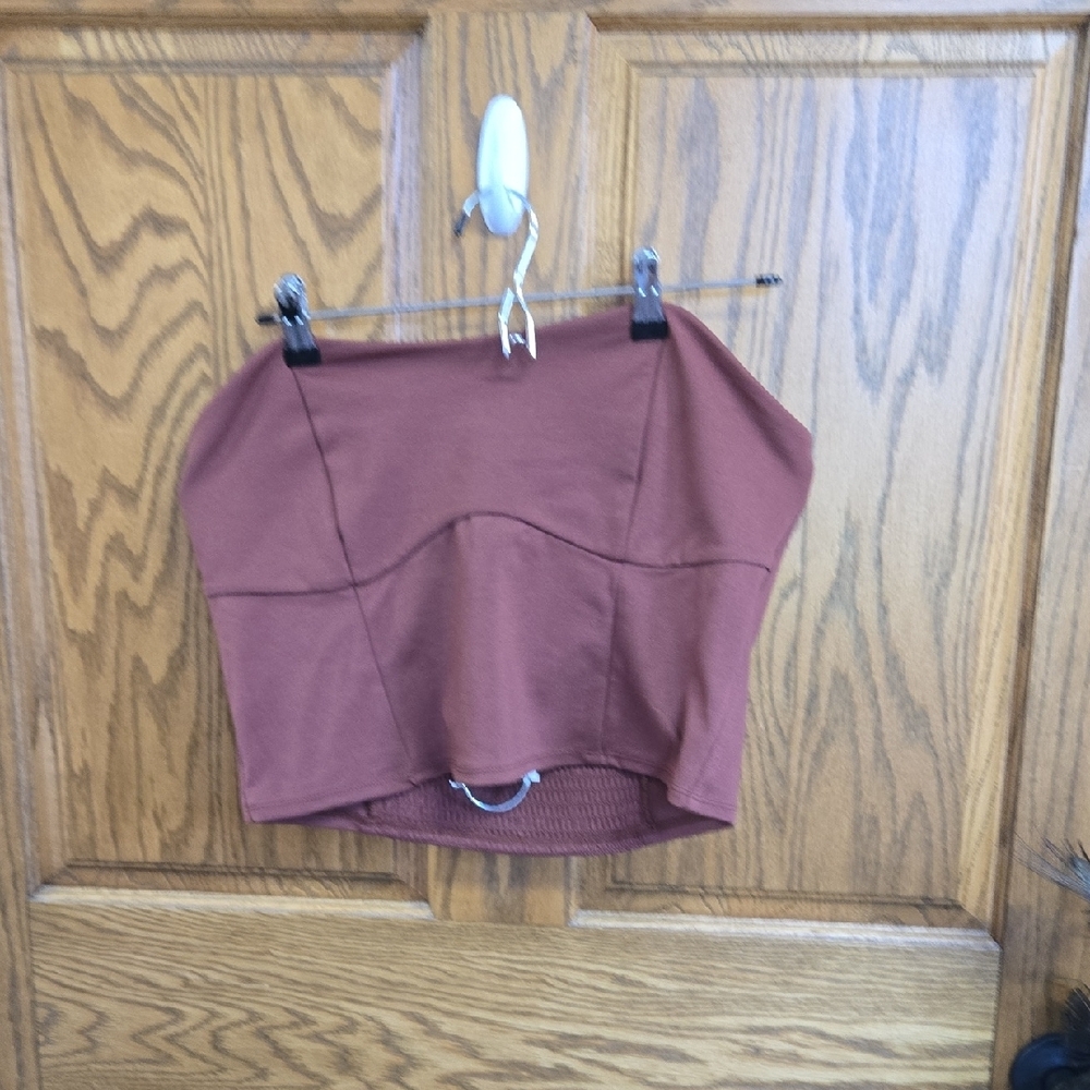 A New Day Brown Asymmetrical Crop Top